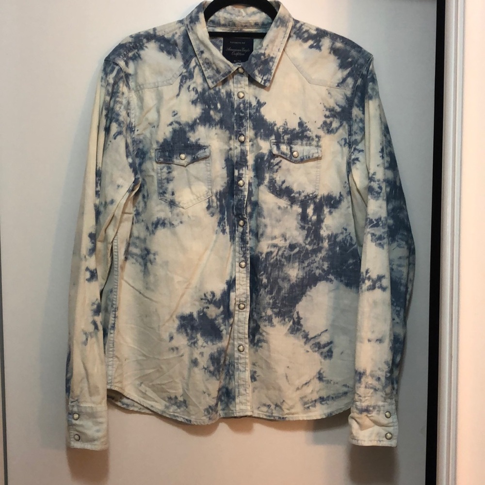 Stonewashed/tie dye Jean button down AE